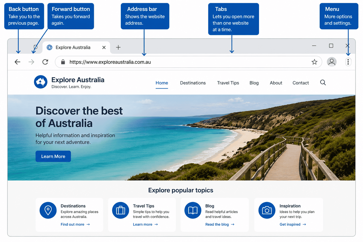 Web browser window showing the address bar, back button and tabs.