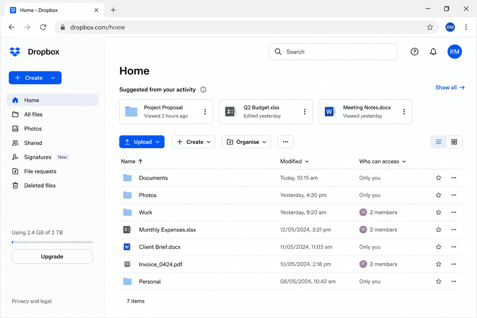 Apple iCloud Drive displaying folders and files.