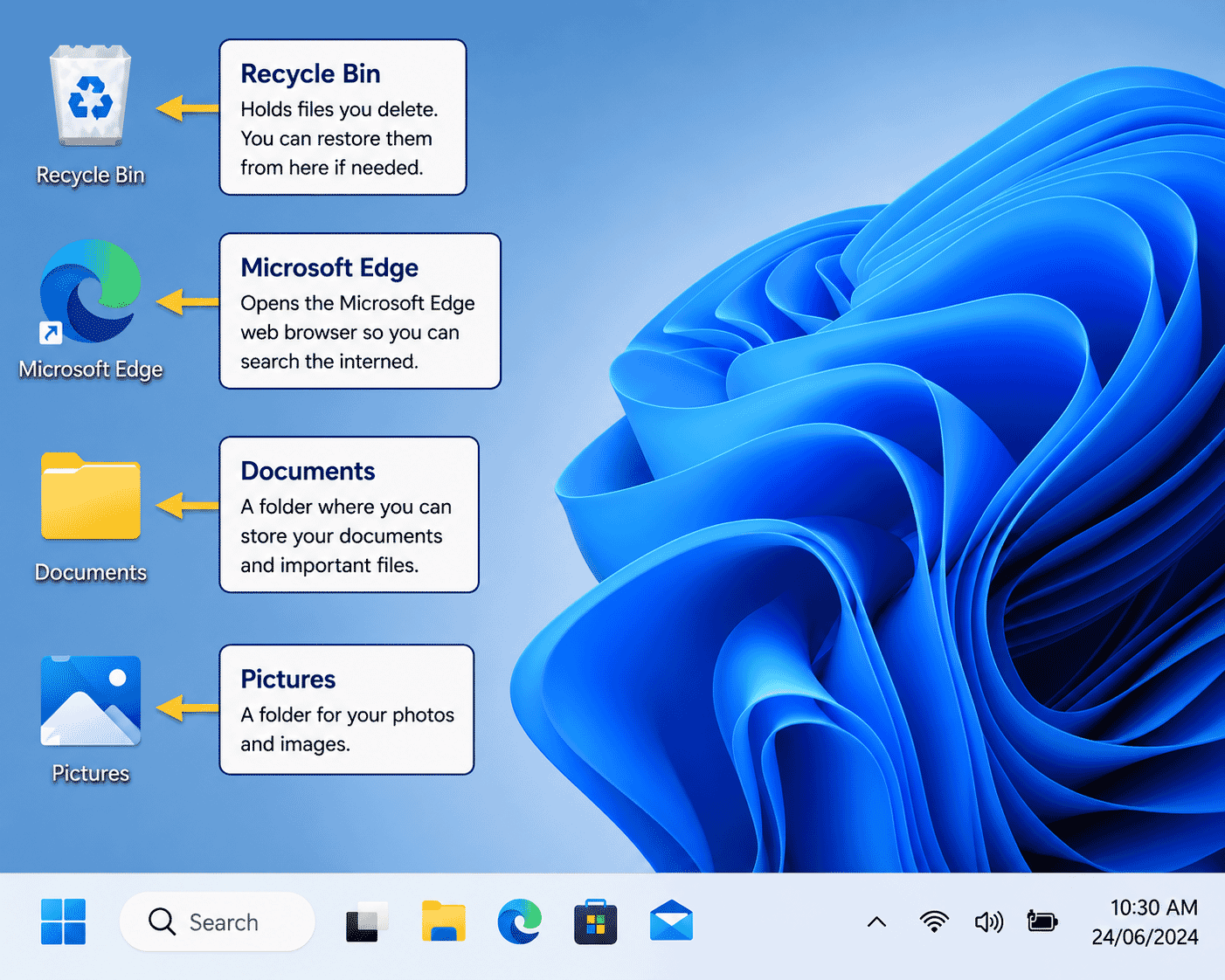 Windows desktop showing common desktop icons.