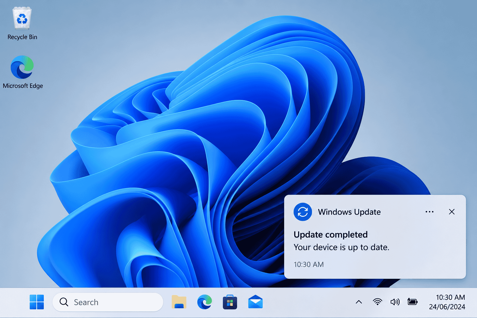 Example of a Windows notification appearing on the desktop.