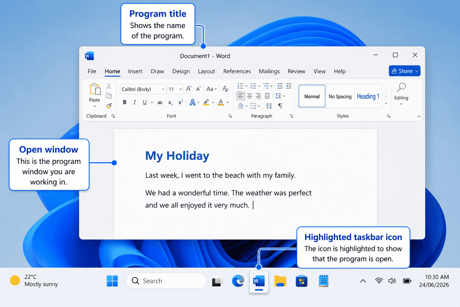 Windows program open with its taskbar icon highlighted.
