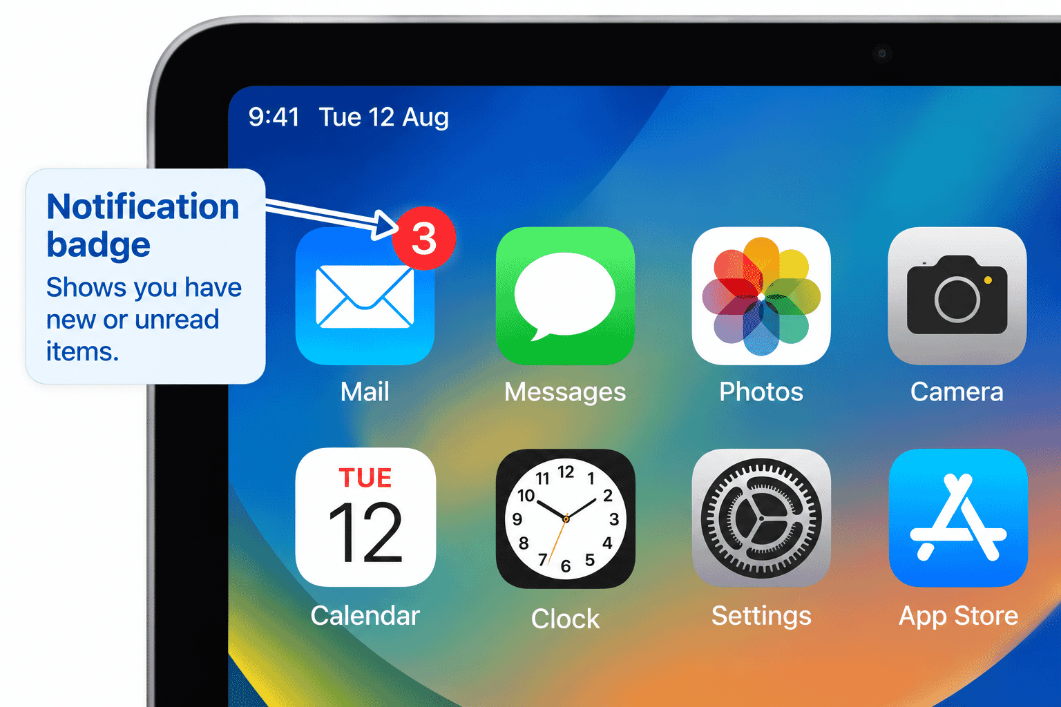 Close-up of an app icon with a numbered notification badge.