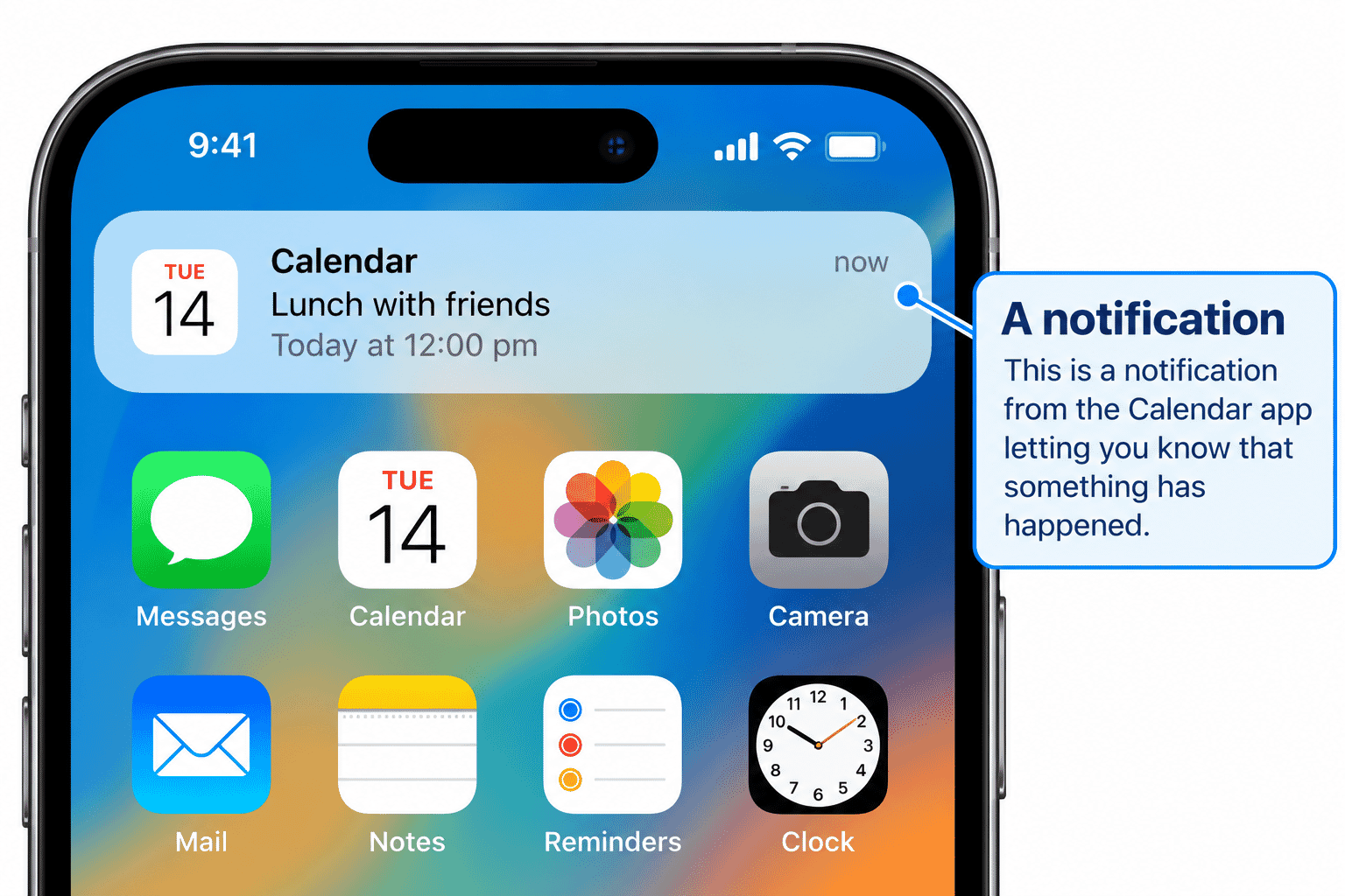 Safe example of a notification on an iPhone or iPad.